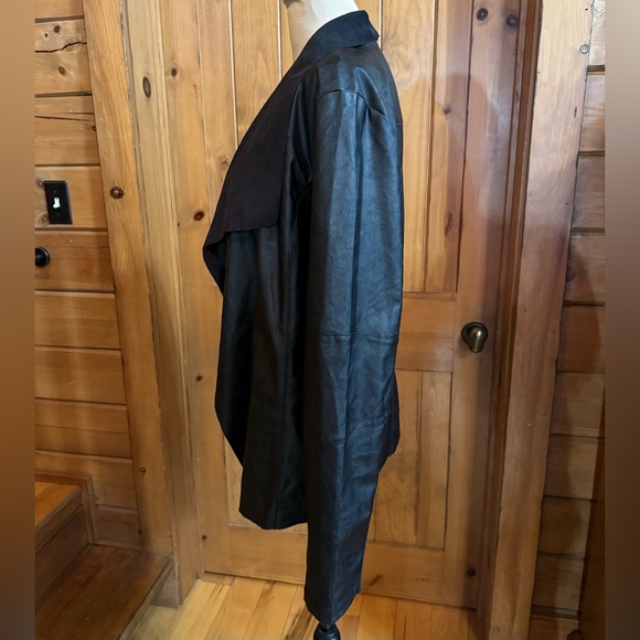 DOLCE CABO Open Drape Vegan Leather Jacket Black (XL) - Picture 5 of 17